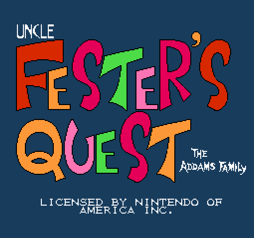 Титульный экран из игры Fester's Quest / Приключения Фестера
