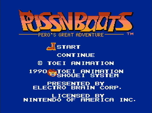 Титульный экран из игры Puss 'n Boots - Pero's Great Adventure / Кот в Сапогах - Большое Приключение Перо