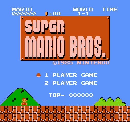 Титульный экран из игры Super Mario Bros. / Супер Братья Марио