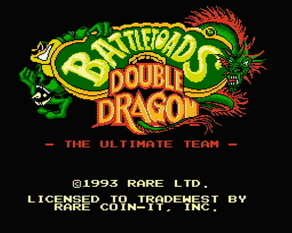 Титульный экран из игры Battletoads and Double Dragon The Ultimate Team / Боевые Жабы и Двойной Дракон - Последняя Команда