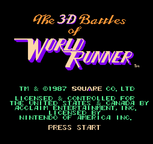 Титульный экран из игры 3-D Battles of World Runner, The / 3-D Битвы Ворлд Раннера
