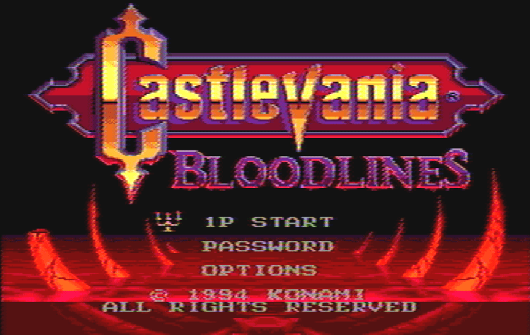Титульный экран из игры Castlevania: Bloodlines / Кастлевания: Родословная