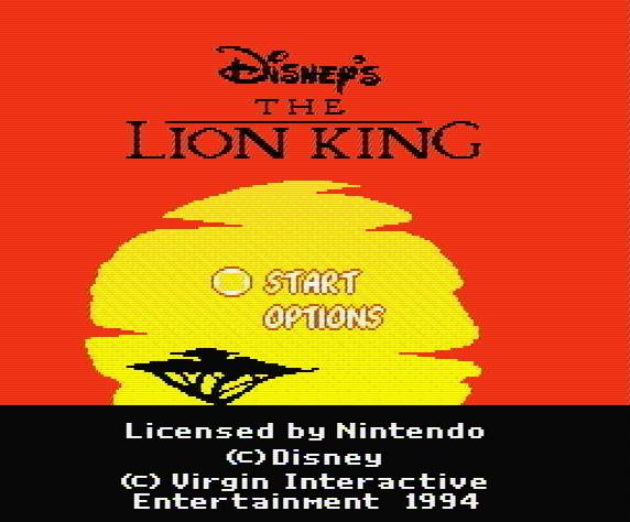 Титульный экран из игры Lion King / Король Лев