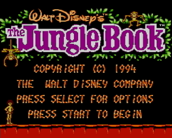 Титульный экран из игры Jungle Book / Книга Джунглей (Маугли)