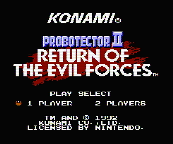 Титульный экран из игры Probotector II - Return of the Evil Forces / Проботектор 2 - Возвращение Отрядов Зла