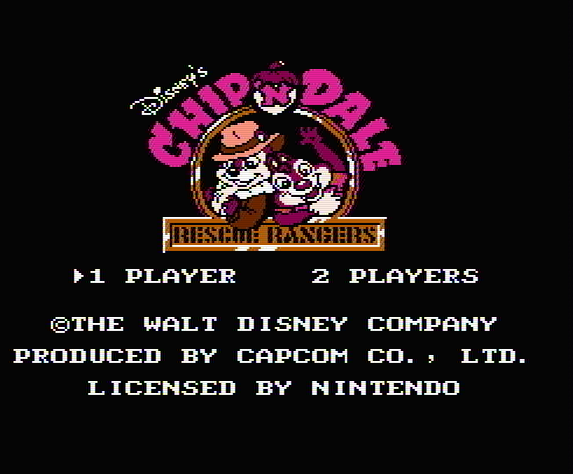 Титульный экран из игры Chip 'n Dale Rescue Rangers / Чип и Дейл Отважные Спасатели