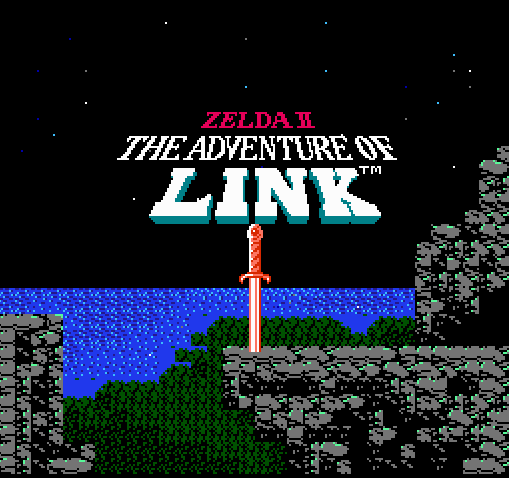 Титульный экран из игры Zelda II - The Adventure of Link / Легенда Зельды 2: Приключения Линка