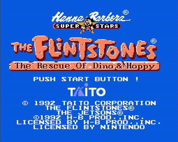 Титульный экран из игры Flintstones the: the Rescue of Dino and Hoppy / Флинтстоуны: Спасение Дино и Хоппи