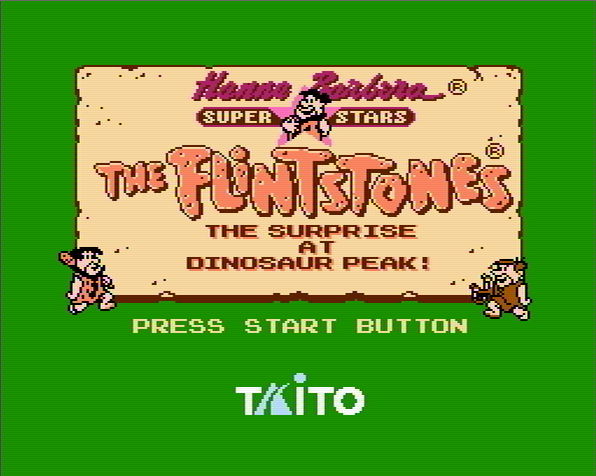 Титульный экран из игры Flintstones the: the Surprise at Dinosaur Peak! / Флинтстоуны: Сюрприз на Пике у Динозавра