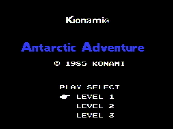 Титульный экран из игры Antarctic Adventure / Антарктическое Приключение
