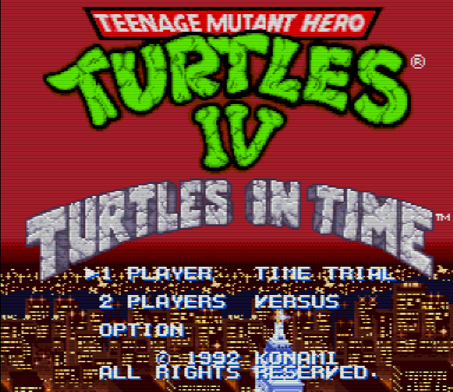 Титульный экран из игры Teenage Mutant Ninja Turtles 4 Turtles in Time / Черепашки Ниндзя 4 Черепашки во Времени