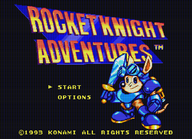Титульный экран из игры Rocket Knight Adventures / Приключения Ракетного Рыцаря