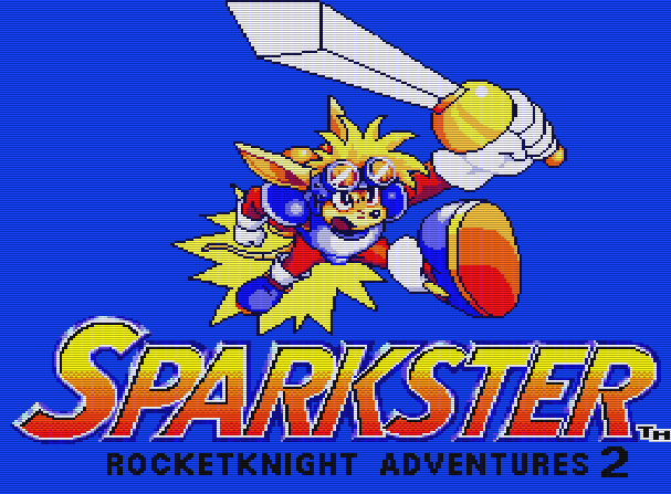 Титульный экран из игры Sparkster - Rocket Knight Adventures 2 / Спаркстер - Приключения Ракетного Рыцаря 2