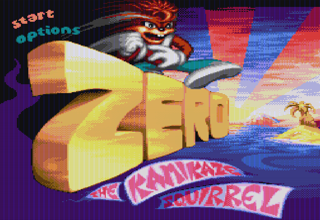 Титульный экран из игры Zero: The Kamikaze Squirrel / Зэро: Белка-Камикадзе
