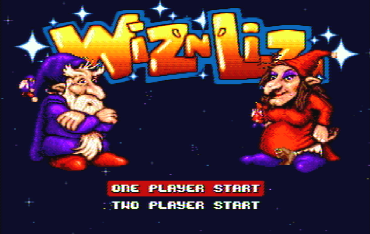 Титульный экран из игры Wiz 'n' Liz - The Frantic Wabbit Wescue / Виз и Лиз: Спасение Вроликов