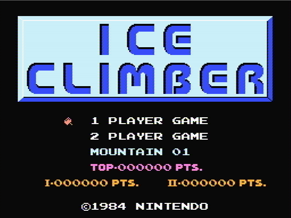 Титульный экран из игры Ice Climber / Альпинист Льдов