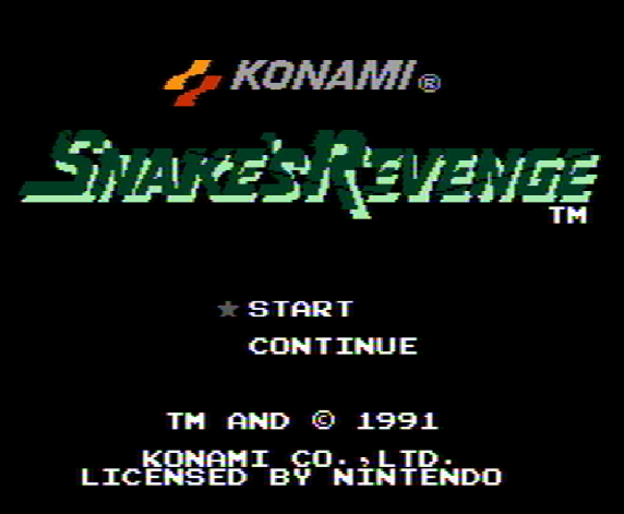 Титульный экран из игры Snake's Revenge (Metal Gear 2) / Месть Снейка