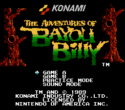 Титульный экран из игры Adventures of Bayou Billy / Приключения Баю Билли