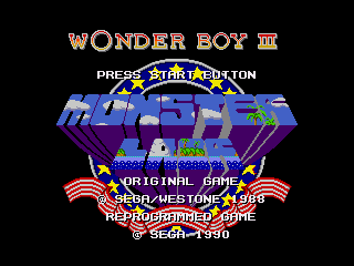 Титульный экран из игры Wonder Boy III - Monster Lair / Вондер Бой 3 Логово Монстра
