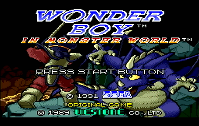 Титульный экран из игры Wonder Boy in Monster World / Вондер Бой в Мире Монстра