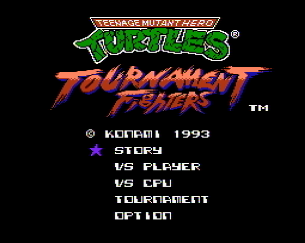 Титульный экран из игры Teenage Mutant Ninja Turtles Tournament Fighters / Черепашки Мутанты Ниндзя Турнир бойцов