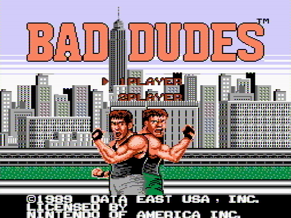 Титульный экран из игры Bad Dudes / Плохие Парни