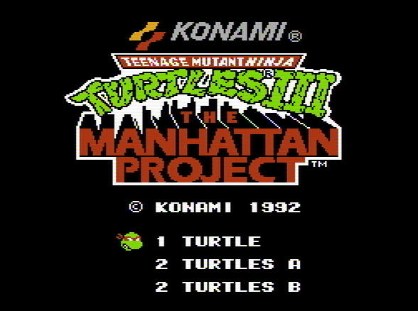 Титульный экран из игры Teenage Mutant Ninja Turtles 3 The Manhattan Project / Черепашки Ниндзя 3 Манхеттенский Проект