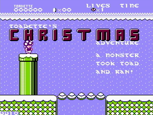 Титульный экран из игры Toadette’s Christmas Adventure / Рождественское Приключение Тоадетты.