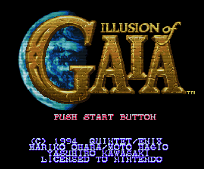 Титульный экран из игры Illusion of Gaia / Иллюзия Гайи