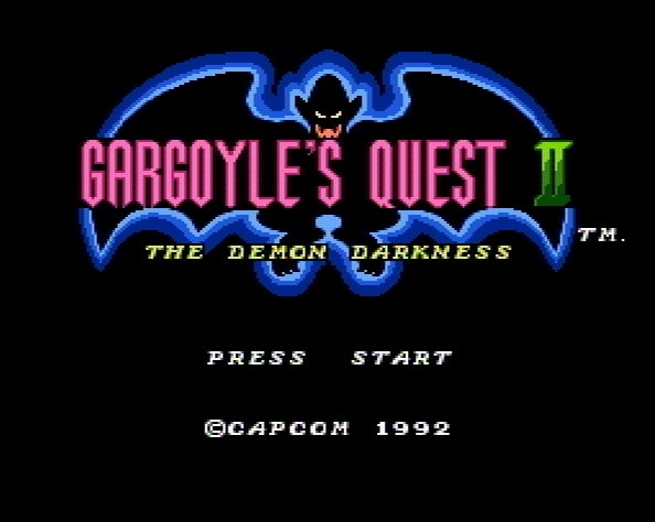 Титульный экран из игры Gargoyle's Quest II - The Demon Darkness / Квест Гаргулии 2 Демон Тьмы