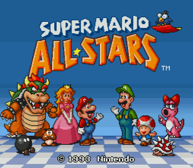 Титульный экран из игры Super Mario All-Stars / Супер Марио - Все Звёзды