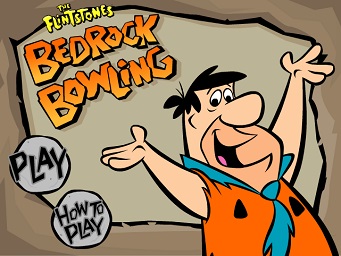 Титульный экран из игры The Flintstones: Bedrock Bowling