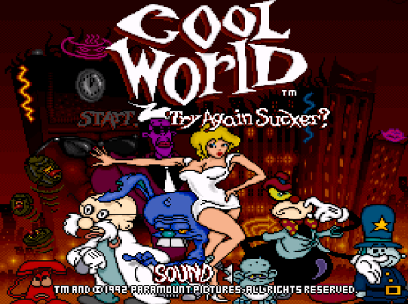 Титульный экран из игры Cool World / «Параллельный мир, Крутой мир»