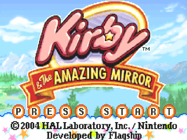Титульный экран из игры Kirby & the Amazing Mirror / Кирби и Удивительное Зеркало