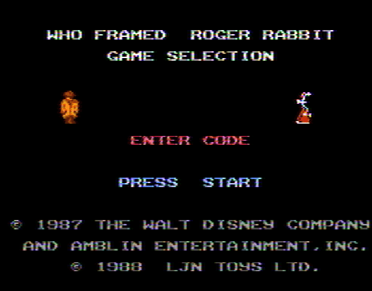 Титульный экран из игры Who Framed Roger Rabbit / Кто подставил кролика Роджера