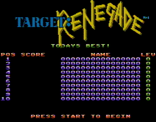 Титульный экран из игры Target: Renegade / Таргет Ренегад