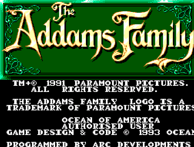 Титульный экран из игры Addams Family, the  / Семейка Аддамс