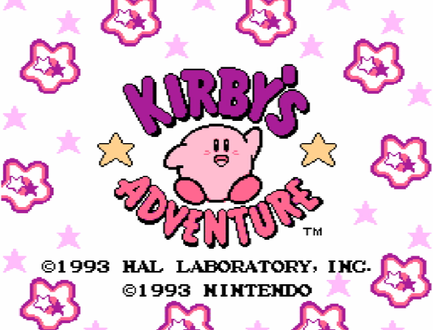 Титульный экран из игры Kirby's Adventure / Приключение Кирби