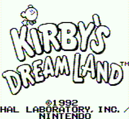 Титульный экран из игры Kirby's Dream Land / Земля мечты Кирби