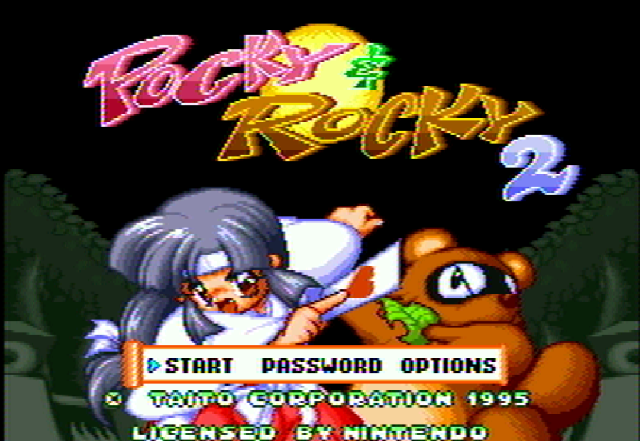 Титульный экран из игры Pocky & Rocky 2 / Поки и Роки 2
