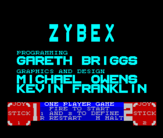 Титульный экран из игры Zybex / Зайбекс