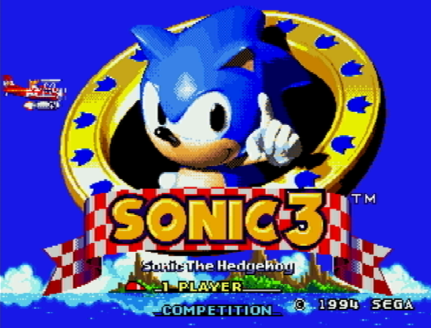 Титульный экран из игры Sonic The Hedgehog 3 / Ёж Соник 3