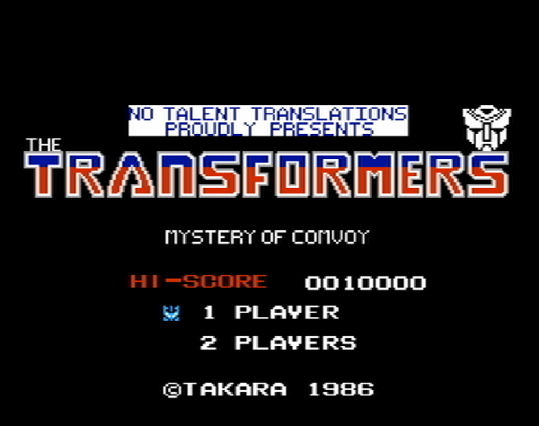 Титульный экран из игры Transformers: Mystery of Convoy / Трансформеры: Таинственный Конвой
