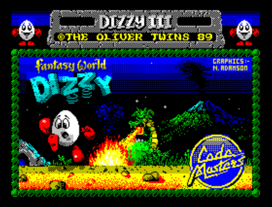 Титульный экран из игры Dizzy III — Fantasy World Dizzy / Диззи 3: Фантазийный Мир Диззи